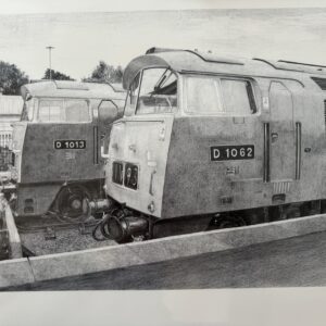 Bufferstop Wizzos - an A3 print picturing D1062 and D1013 at Kidderminster station